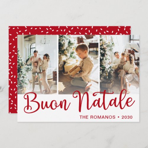 Buon Natale 3 Photo Collage Holiday Card