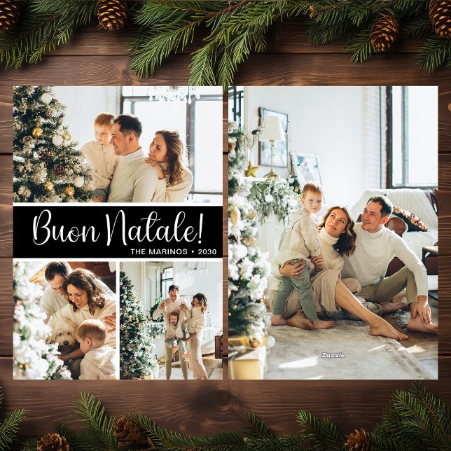 Buon Natale 4 Photo Flat Holiday Card (Creator Uploaded)