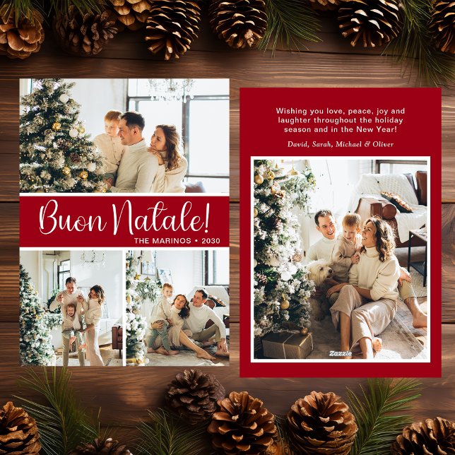 Buon Natale 4 Photo Flat Holiday Card (Creator Uploaded)