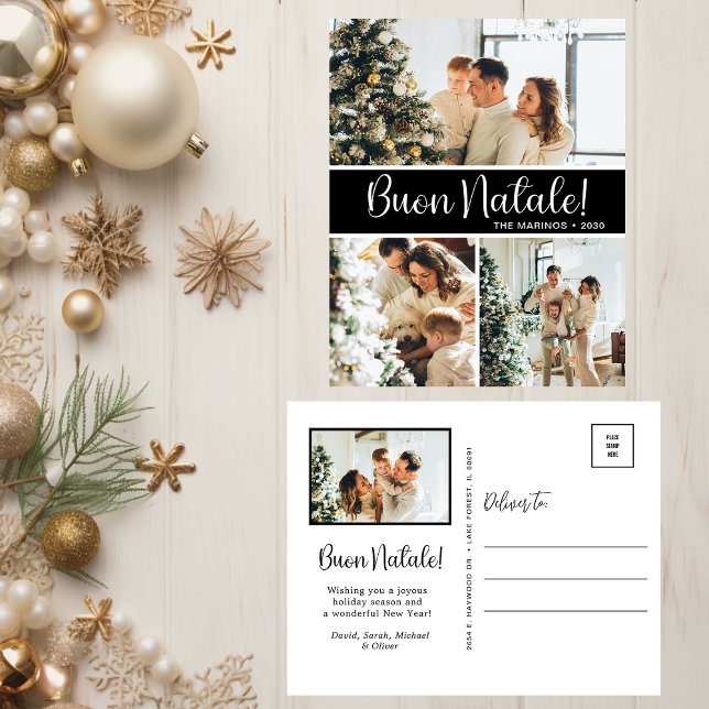 Buon Natale 4 Photo  Holiday Postcard (Creator Uploaded)