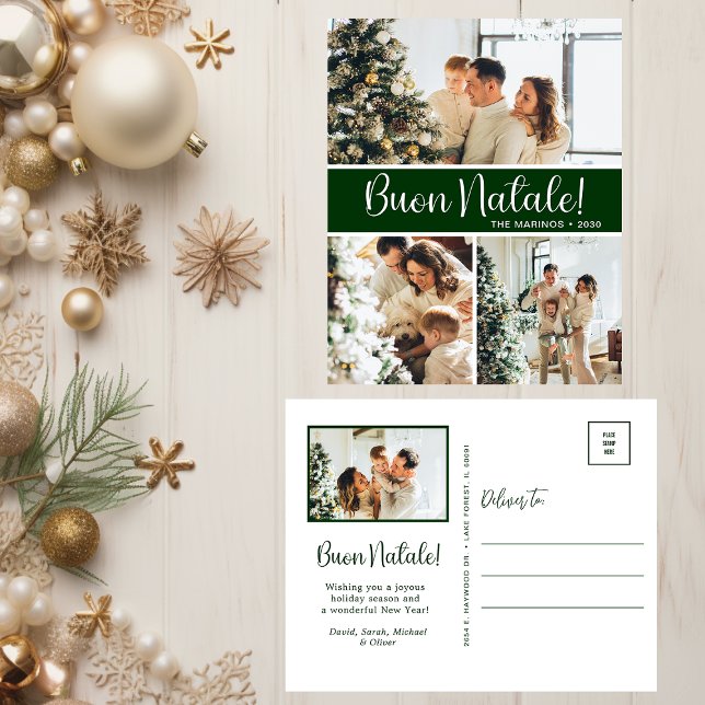 Buon Natale 4 Photo  Holiday Postcard (Creator Uploaded)