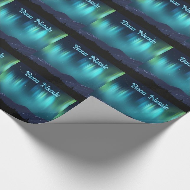 Buon Natale - Aurora Borealis Wrapping Paper (Corner)