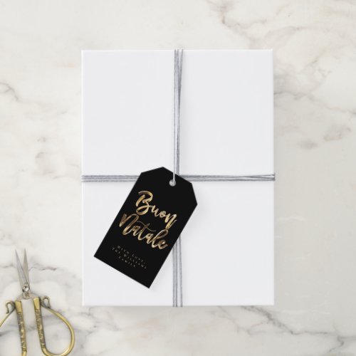 Buon Natale Black and Gold Chic Italian Christmas Gift Tags