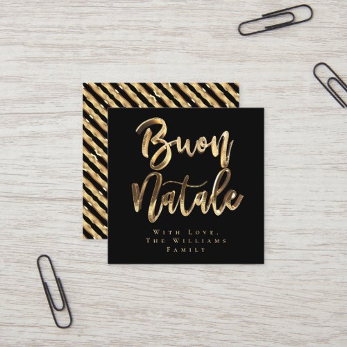 Buon Natale Black and Gold Italian Christmas Square Business Card