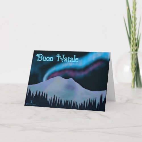 Buon Natale _ Blue Aurora Holiday Card