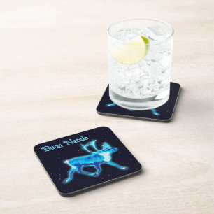 Buon Natale - Blue Caribou (Reindeer) Coaster