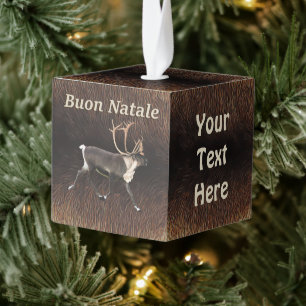 Buon Natale - Bull Caribou (Reindeer) Cube Ornament