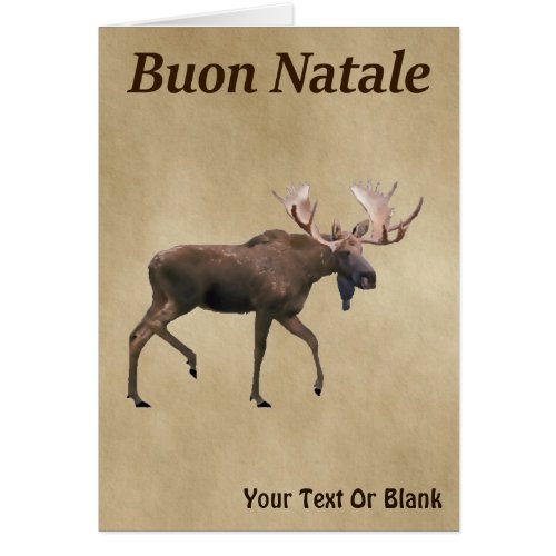 Buon Natale _ Bull Moose On Old Paper