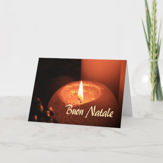Buon Natale  Burning candles christmas Holiday Card (Front)