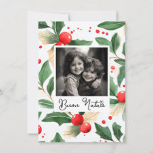 Buon Natale Christmas Card Festive Holly Art