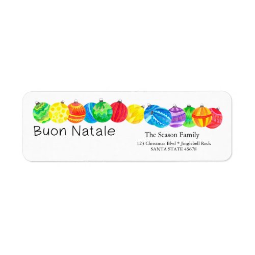 Buon Natale Christmas handpainted watercolor Label