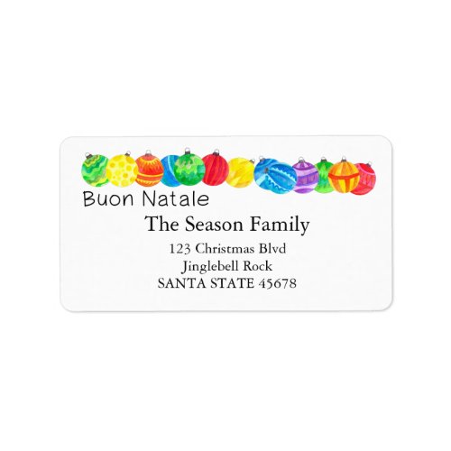 Buon Natale Christmas handpainted watercolor Label