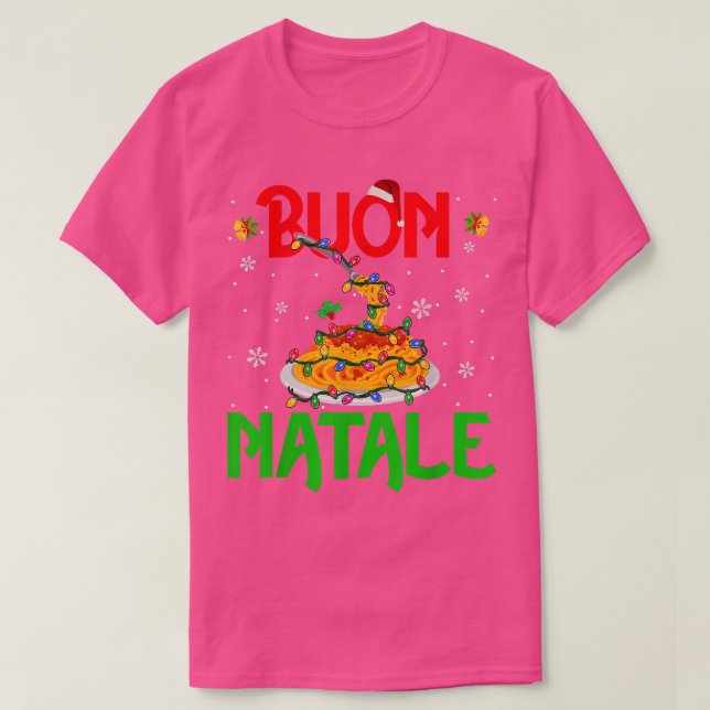 Buon Natale Christmas Lights Santa Spaghetti Itali T-Shirt (Design Front)