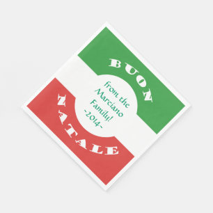 Buon Natale Christmas Party Italian Flag and Name Napkins