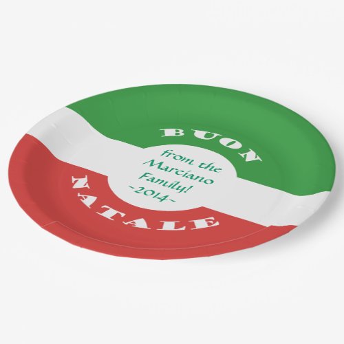 Buon Natale Christmas Party Italian Flag and Name Paper Plates