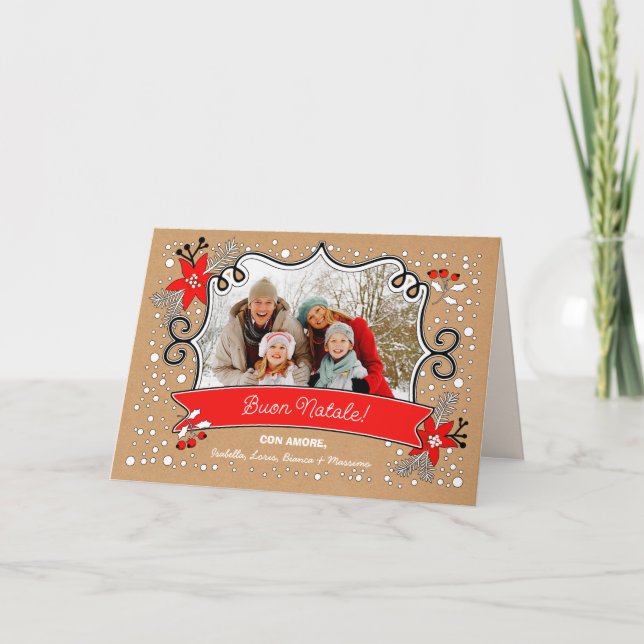 Buon Natale. Christmas Photo Card in Italian (Front)