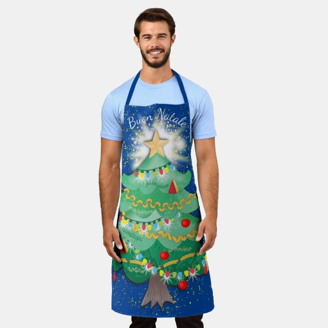 Buon Natale Christmas tree Italian pasta cooking Apron (Worn)