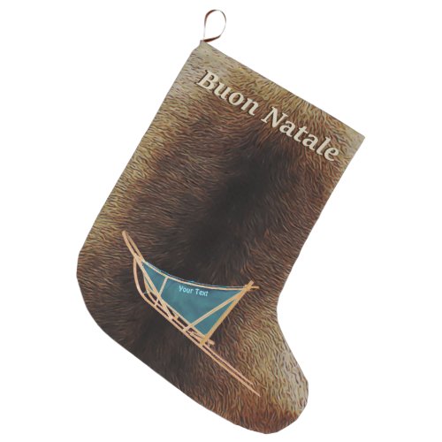 Buon Natale _ Dog Sled Large Christmas Stocking