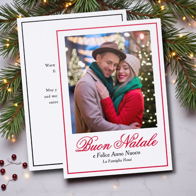 Buon Natale e Felice Anno Nuovo Italian Christmas  Letterpress Photo Cards (Creator Uploaded)