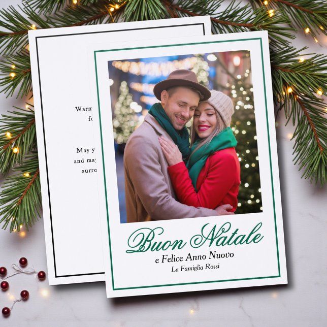 Buon Natale e Felice Anno Nuovo Italian Christmas Letterpress Photo Cards (Creator Uploaded)