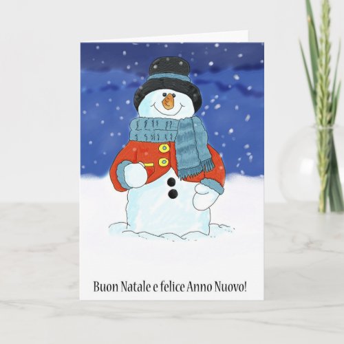 Buon Natale e felice anno nuovo _ Italian Snowman Holiday Card