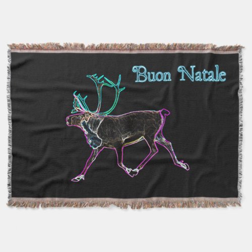 Buon Natale _ Electric Caribou Throw Blanket