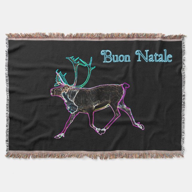 Buon Natale - Electric Caribou Throw Blanket (Front)