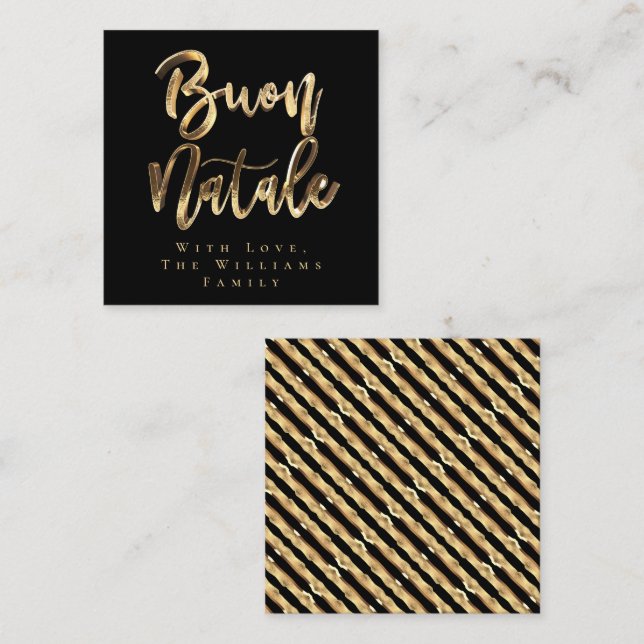 Buon Natale Elegant Black Gold Italian Christmas Note Card (Front/Back)