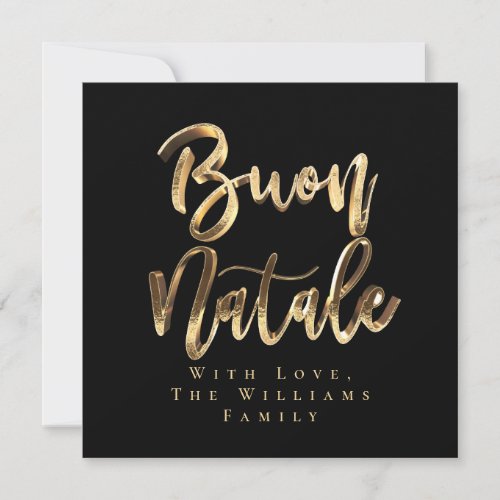 Buon Natale Elegant Black Gold Script Italian Holiday Card