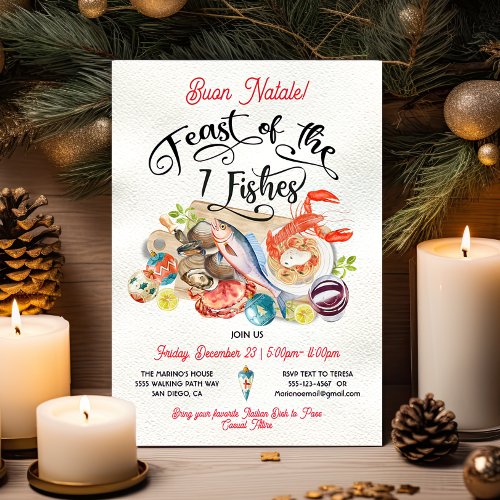 Buon Natale Feast of the 7 Fishes Christmas Party Invitation