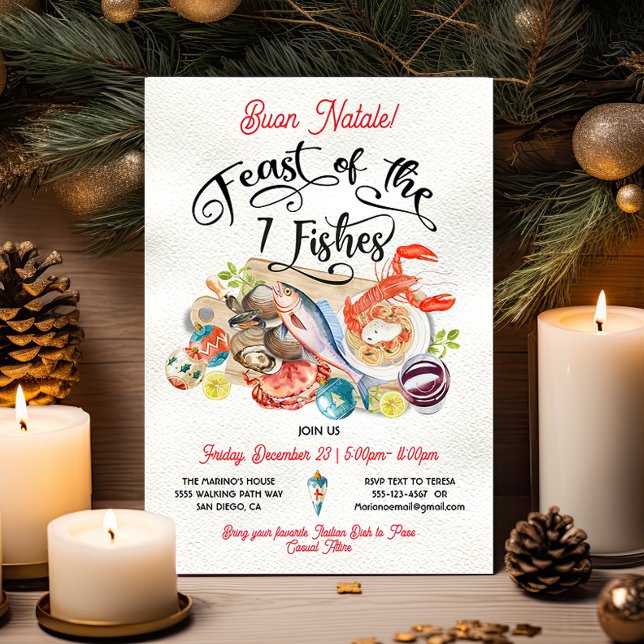 Buon Natale Feast of the 7 Fishes Christmas Party Invitation (Creator Uploaded)