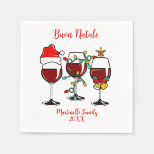 Buon Natale Festive Wine Glass Italian Christmas  Napkins