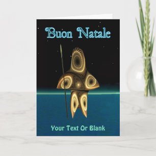 Buon Natale - Fractal Inuit Hunter Holiday Card
