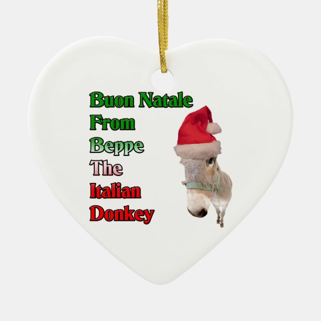 Buon Natale From Beppe The Italian Donkey Ceramic Ornament (Front)