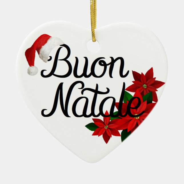 Buon Natale Heart Shape Ceramic Ornament (Front)