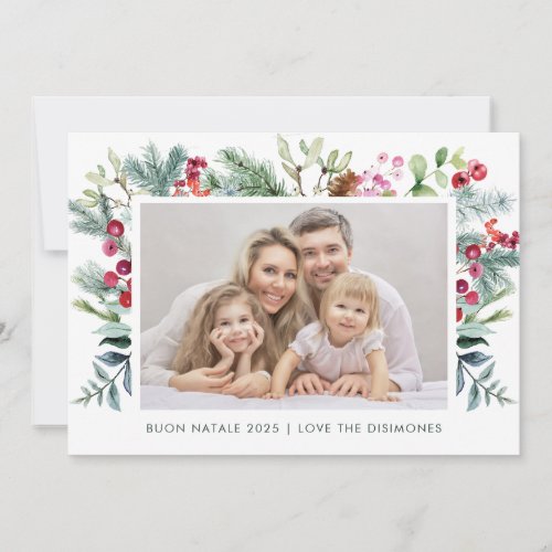 Buon Natale Holly Berry Photo  Holiday Card