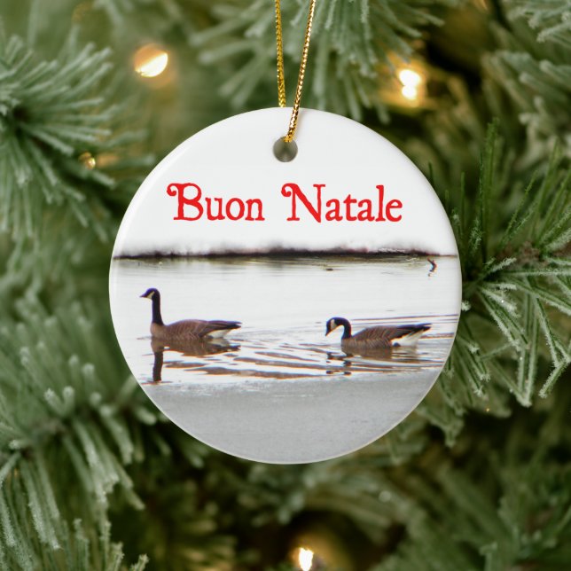 Buon Natale - Honkers - Canada Geese Ceramic Ornament (Tree)