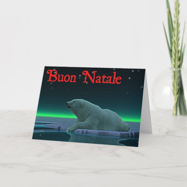 Buon Natale - Ice Edge Polar Bear Holiday Card (Front)