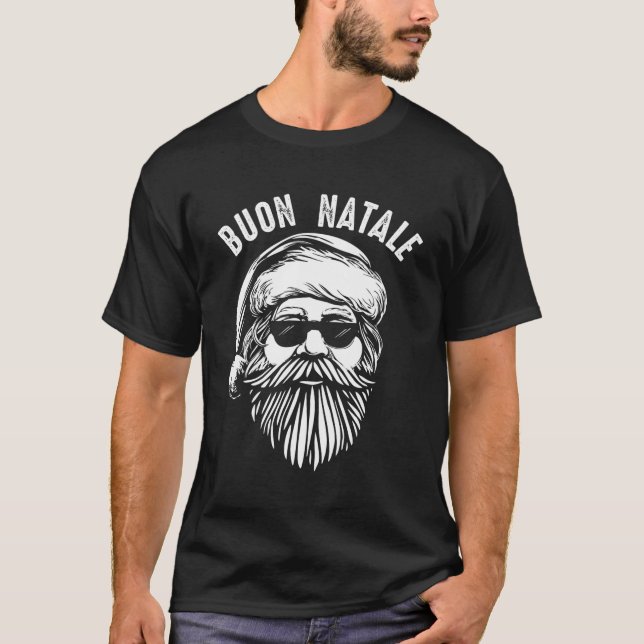 Buon Natale Italian Babbo Natale Sunglasses T-Shirt (Front)