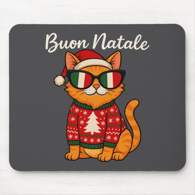 Buon Natale Italian Cat Christmas, Italy Pride Hol Mouse Pad (Front)