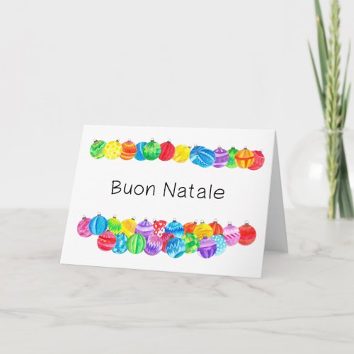 Buon Natale Italian Christmas baubles watercolor Holiday Card