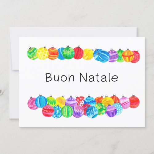 Buon Natale Italian Christmas baubles watercolor Invitation