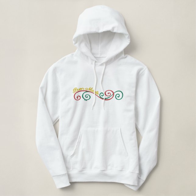 Buon Natale Italian Christmas Embroidered Hoodie (Design Front)