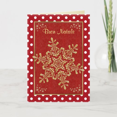 Buon Natale Italian Christmas _ gold snowflakes Holiday Card