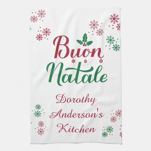 Buon Natale Italian Christmas Kitchen Towel (Vertical)