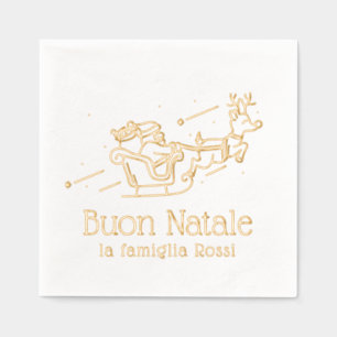 Buon Natale Italian Christmas Party Santa Foil Napkins