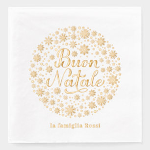 Buon Natale Italian Christmas Party Snowflakes Foil Napkins