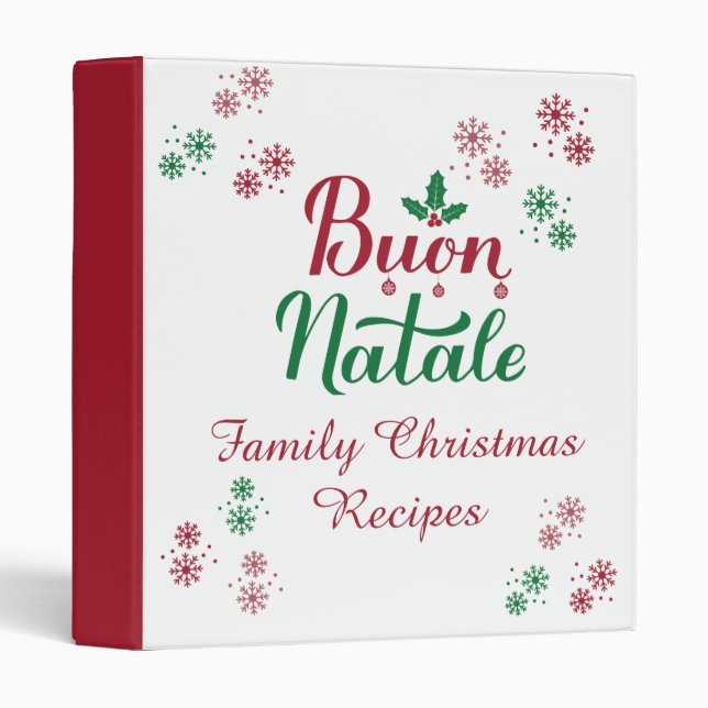 Buon Natale Italian Christmas Recipe 3 Ring Binder (Front/Spine)