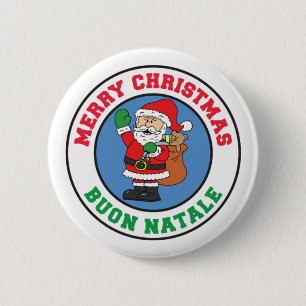 Buon Natale Italian Christmas Santa Button