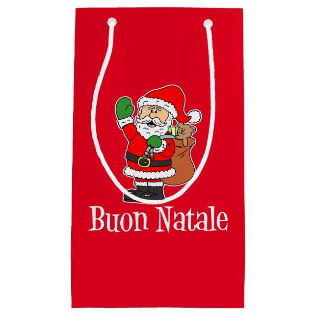 Buon Natale Italian Christmas Santa Small Gift Bag (Front)
